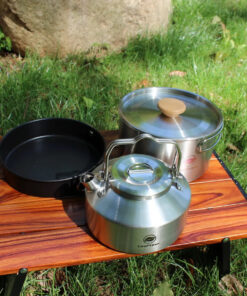 Alternative view of Stainless Steel Camping Cookware Set – Portable Outdoor Cooking Kit with Pot, Pan & Kettle for 2–3 People