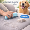 Bepety Effective Pet Hair Remover tool removing dog hair from a gray sofa