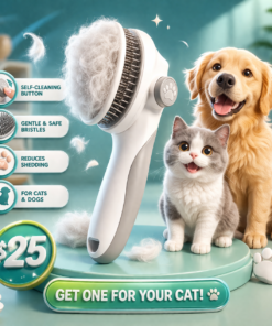 elf-cleaning button pet brush for reducing shedding and gentle grooming