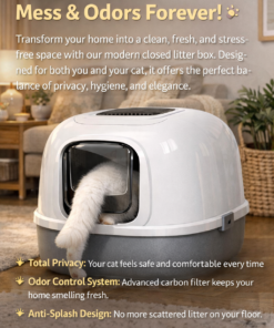 amazing hooded cat litter box for oder control bepety
